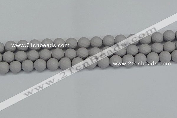 CSB1944 15.5 inches 12mm faceted round matte shell pearl beads