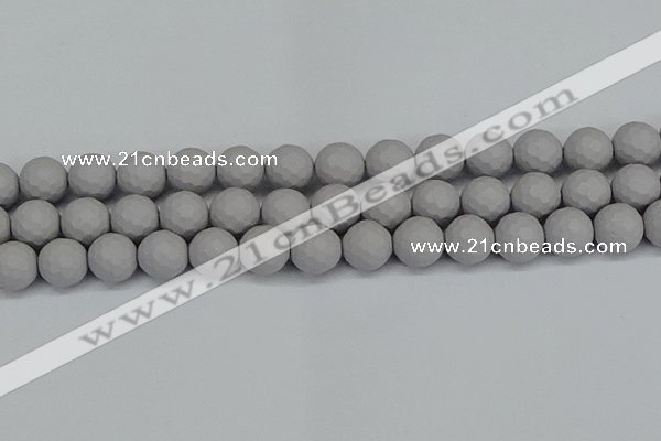 CSB1945 15.5 inches 14mm faceted round matte shell pearl beads