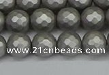 CSB1953 15.5 inches 10mm faceted round matte shell pearl beads