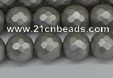 CSB1954 15.5 inches 12mm faceted round matte shell pearl beads