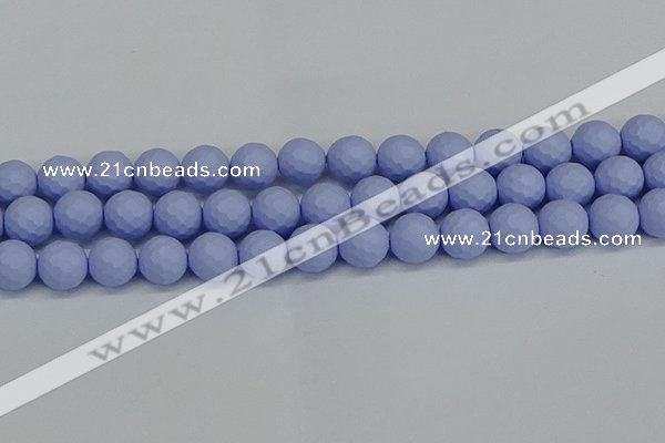 CSB1963 15.5 inches 10mm faceted round matte shell pearl beads