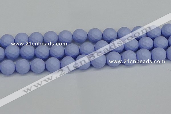 CSB1965 15.5 inches 14mm faceted round matte shell pearl beads