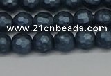 CSB1971 15.5 inches 6mm faceted round matte shell pearl beads