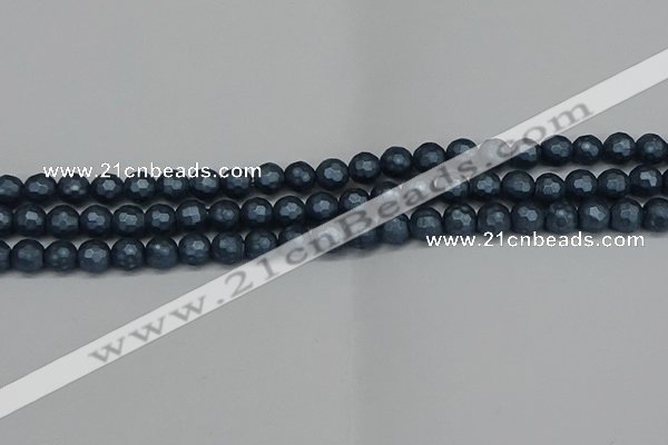 CSB1971 15.5 inches 6mm faceted round matte shell pearl beads