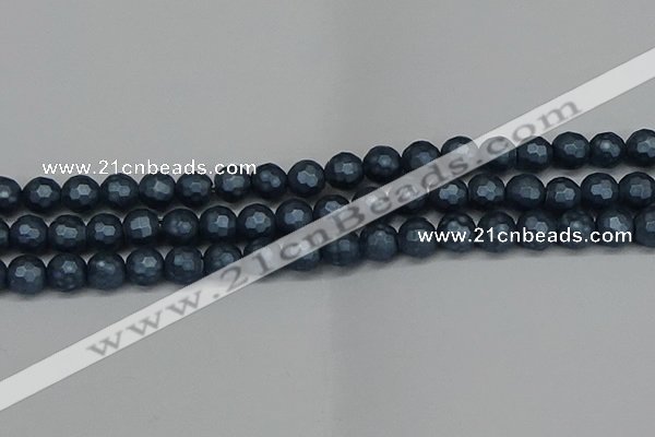 CSB1973 15.5 inches 10mm faceted round matte shell pearl beads