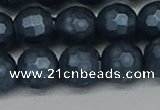 CSB1975 15.5 inches 14mm faceted round matte shell pearl beads