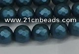 CSB1981 15.5 inches 6mm faceted round matte shell pearl beads