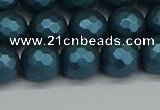 CSB1982 15.5 inches 8mm faceted round matte shell pearl beads