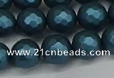 CSB1983 15.5 inches 10mm faceted round matte shell pearl beads