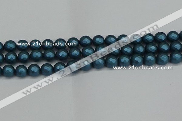 CSB1983 15.5 inches 10mm faceted round matte shell pearl beads