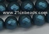 CSB1984 15.5 inches 12mm faceted round matte shell pearl beads