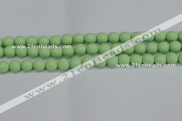 CSB1993 15.5 inches 10mm faceted round matte shell pearl beads