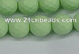 CSB1994 15.5 inches 12mm faceted round matte shell pearl beads