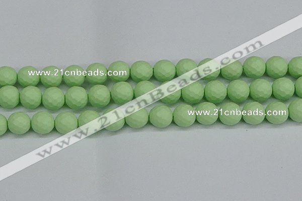 CSB1995 15.5 inches 14mm faceted round matte shell pearl beads