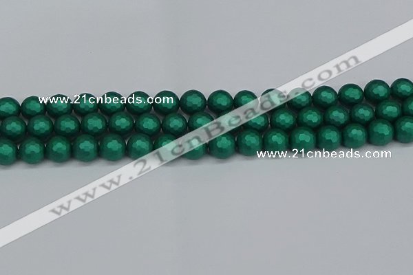 CSB2002 15.5 inches 8mm faceted round matte shell pearl beads