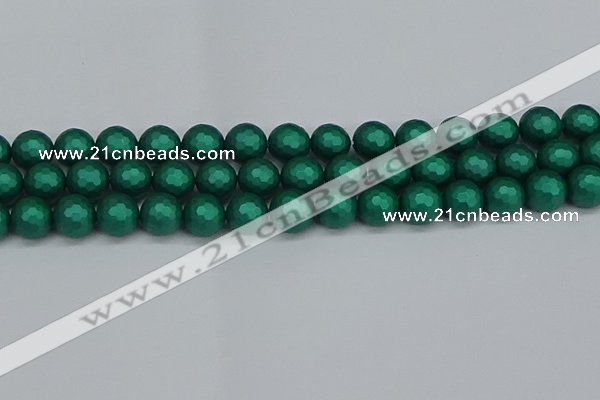 CSB2003 15.5 inches 10mm faceted round matte shell pearl beads