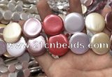 CSB2148 15.5 inches 30mm coin mixed shell pearl beads wholesale