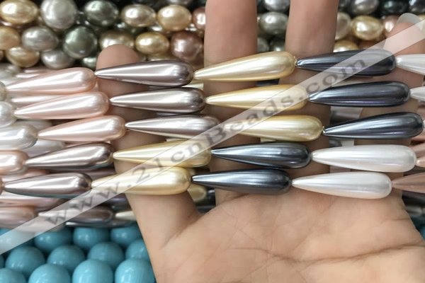 CSB2150 15.5 inches 8*30mm teardrop mixed shell pearl beads