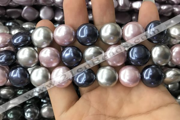 CSB2153 15.5 inches 16mm flat round mixed shell pearl beads