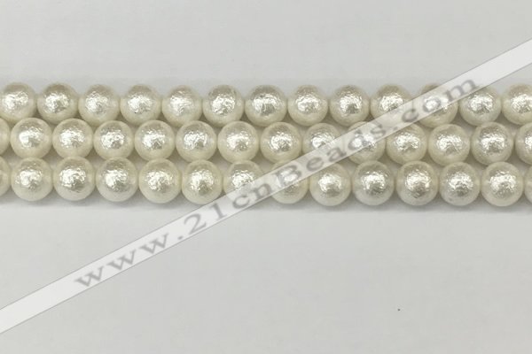 CSB2202 15.5 inches 8mm round wrinkled shell pearl beads wholesale