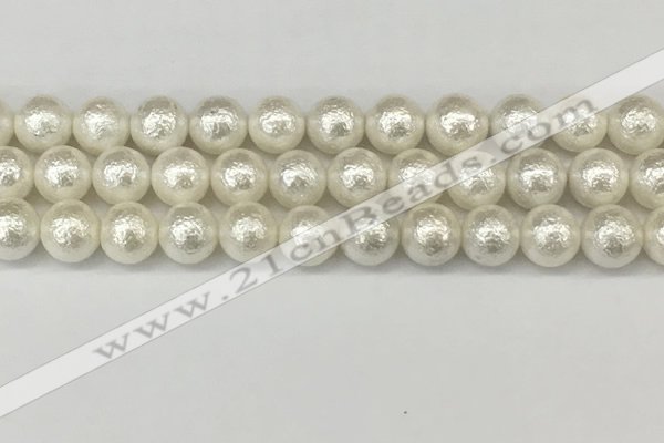 CSB2203 15.5 inches 10mm round wrinkled shell pearl beads wholesale