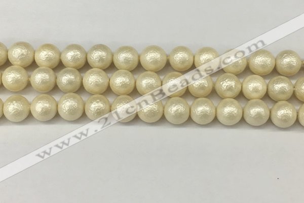 CSB2213 15.5 inches 10mm round wrinkled shell pearl beads wholesale