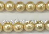 CSB2220 15.5 inches 4mm round wrinkled shell pearl beads wholesale