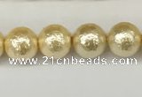 CSB2221 15.5 inches 6mm round wrinkled shell pearl beads wholesale