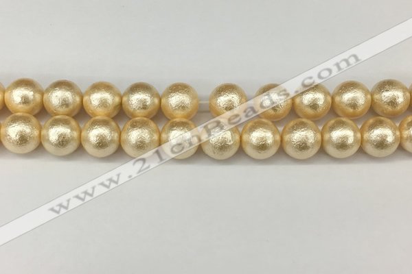 CSB2225 15.5 inches 14mm round wrinkled shell pearl beads wholesale