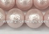 CSB2235 15.5 inches 14mm round wrinkled shell pearl beads wholesale