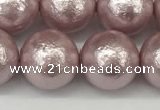 CSB2245 15.5 inches 14mm round wrinkled shell pearl beads wholesale