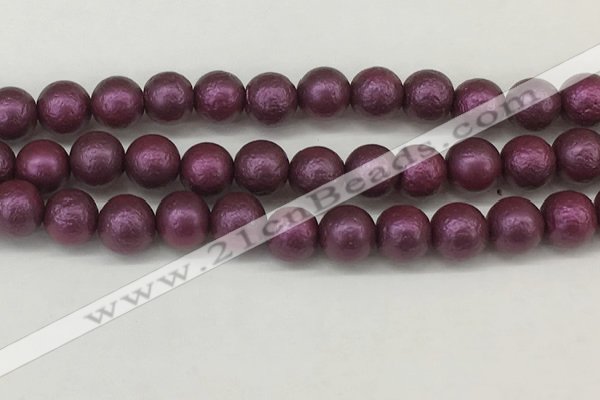 CSB2255 15.5 inches 14mm round wrinkled shell pearl beads wholesale