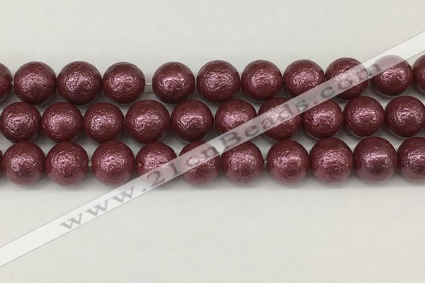 CSB2265 15.5 inches 14mm round wrinkled shell pearl beads wholesale