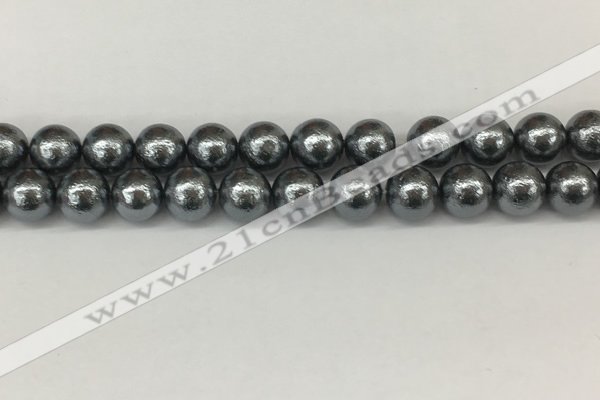 CSB2293 15.5 inches 10mm round wrinkled shell pearl beads wholesale