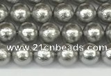 CSB2300 15.5 inches 4mm round wrinkled shell pearl beads wholesale