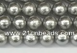 CSB2300 15.5 inches 4mm round wrinkled shell pearl beads wholesale