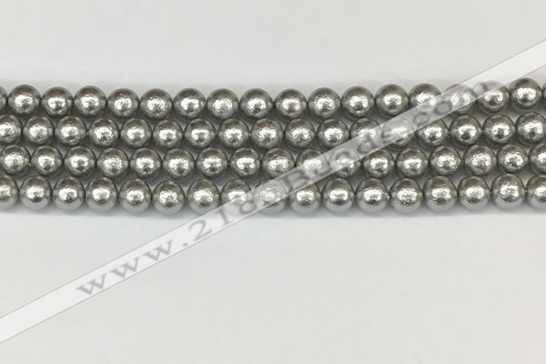 CSB2301 15.5 inches 6mm round wrinkled shell pearl beads wholesale