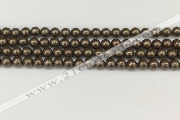 CSB2310 15.5 inches 4mm round wrinkled shell pearl beads wholesale