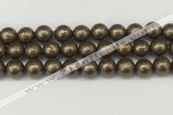 CSB2315 15.5 inches 14mm round wrinkled shell pearl beads wholesale