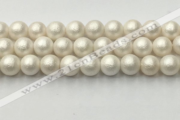 CSB2366 15.5 inches 16mm round matte wrinkled shell pearl beads