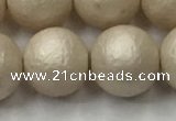 CSB2375 15.5 inches 14mm round matte wrinkled shell pearl beads