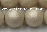 CSB2376 15.5 inches 16mm round matte wrinkled shell pearl beads