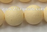 CSB2386 15.5 inches 16mm round matte wrinkled shell pearl beads