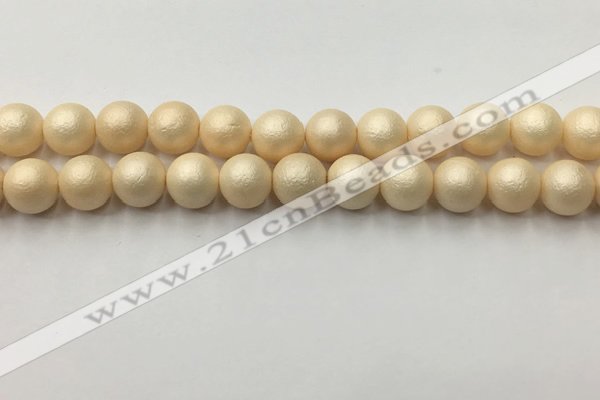 CSB2394 15.5 inches 12mm round matte wrinkled shell pearl beads