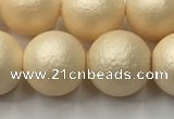 CSB2395 15.5 inches 14mm round matte wrinkled shell pearl beads