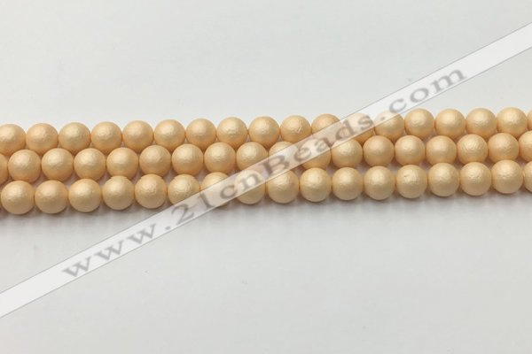 CSB2400 15.5 inches 4mm round matte wrinkled shell pearl beads