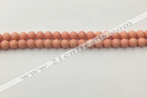 CSB2420 15.5 inches 4mm round matte wrinkled shell pearl beads