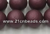 CSB2455 15.5 inches 14mm round matte wrinkled shell pearl beads