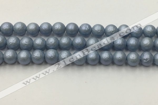 CSB2474 15.5 inches 12mm round matte wrinkled shell pearl beads