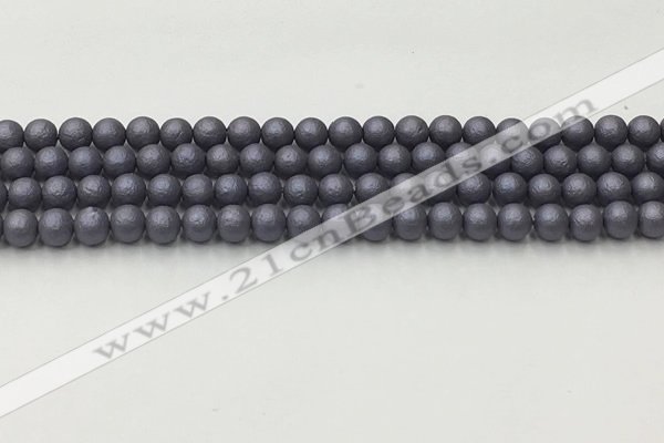 CSB2480 15.5 inches 4mm round matte wrinkled shell pearl beads